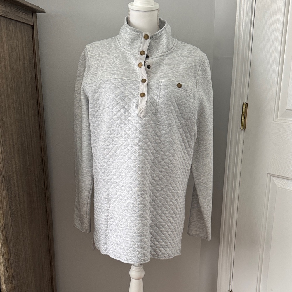 L.L. Bean Light Gray Pullover with Brown Logo Patch